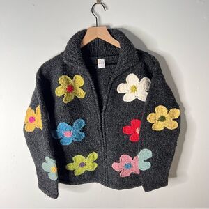Floral Hand Knit Wool Jacket